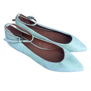Madewell City Skimmer Ankle Strap Ballet Flat in Teal blue/mint Shoes
